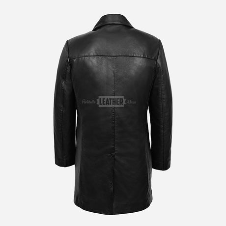 RANIER Men's 3/4 Length Leather Overcoat