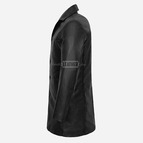 RANIER Men's 3/4 Length Leather Overcoat