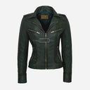 OXVA Centre Zip Leather Biker Jacket