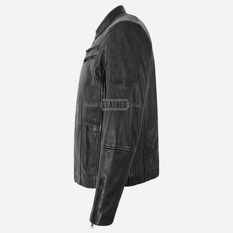 ZULVEN Men's Leather Racer Jacket