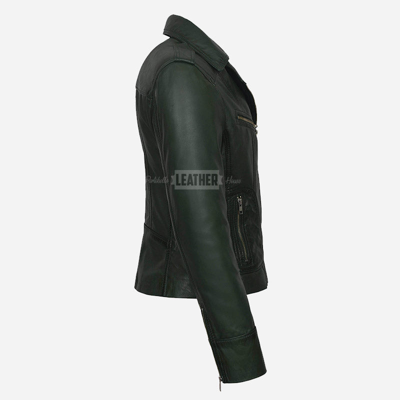 OXVA Centre Zip Leather Biker Jacket