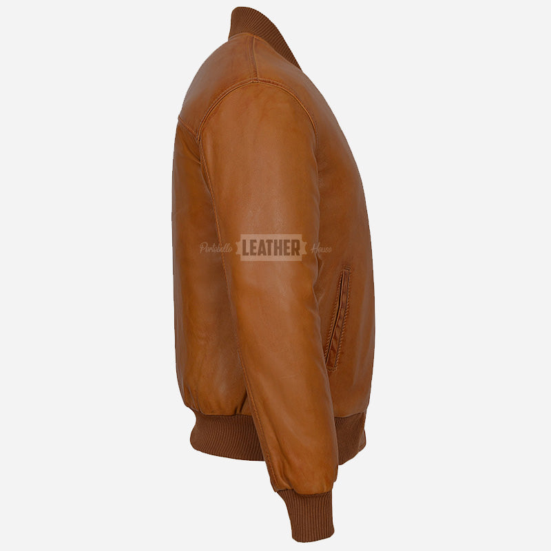 HOUSTON Men's MA-1 Leather Bomber Flight Jacket