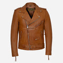 BRUZE Men’s Classic Leather Biker Jacket Tan