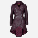 SOLENNE Women's Flared Bottom Leather Coat