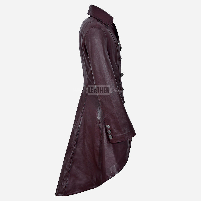 SOLENNE Women's Flared Bottom Leather Coat