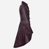 SOLENNE Women's Flared Bottom Leather Coat
