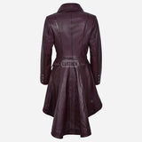 SOLENNE Women's Flared Bottom Leather Coat