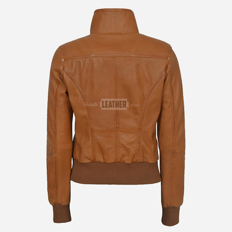 AIVIE Women's Leather Bomber Jacket