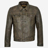 JAXLEY Men's Leather Trucker Denim Jacket