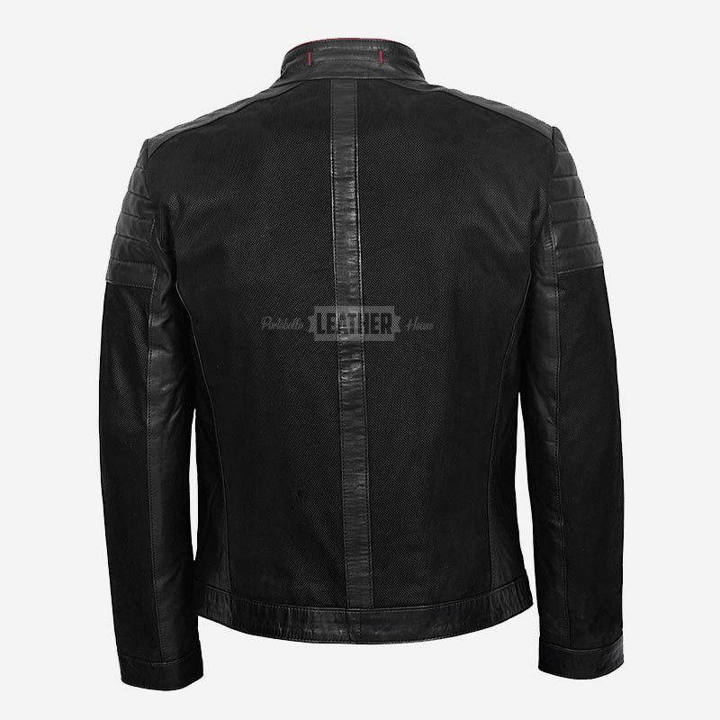 IRONHIDE Black Leather and Fabric Jacket