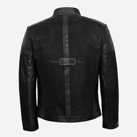 IRONHIDE Black Leather and Fabric Jacket