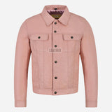 JAXLEY Leather Trucker Denim Jacket for Men