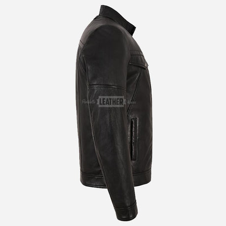 BRAVORN Men's Leather Racer Jacket