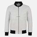 WILTON MA-1 Men's White Leather Bomber Jacket