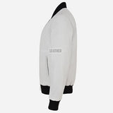 WILTON MA-1 Men's White Leather Bomber Jacket