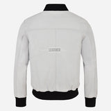 WILTON MA-1 Men's White Leather Bomber Jacket