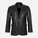 KEVRA Black Leather Coat Blazer