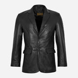 KEVRA Black Leather Coat Blazer