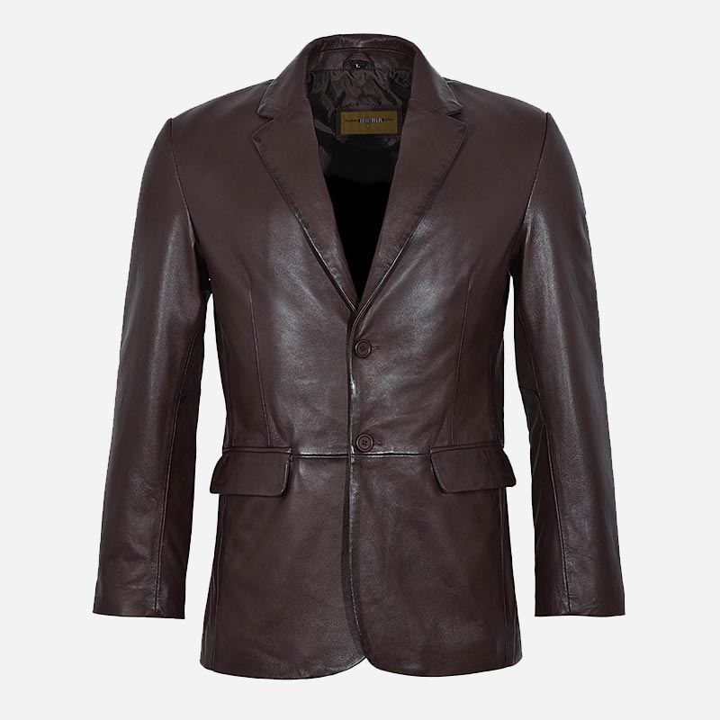 KEVRA Brown Leather Coat Blazer