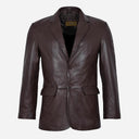 KEVRA Brown Leather Coat Blazer