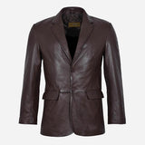 KEVRA Brown Leather Coat Blazer