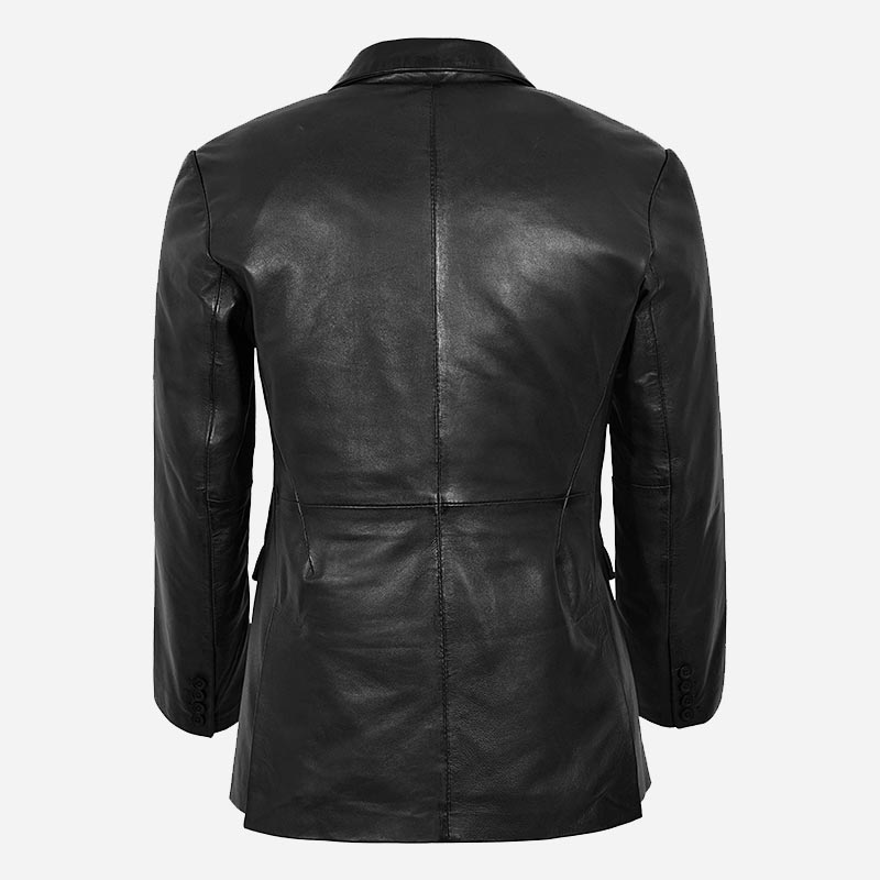 KEVRA Black Leather Coat Blazer