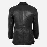 KEVRA Black Leather Coat Blazer