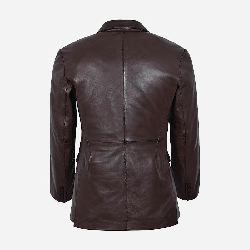 KEVRA Brown Leather Coat Blazer