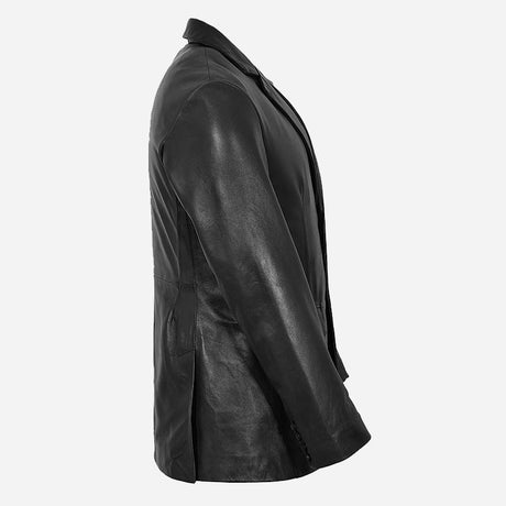 KEVRA Black Leather Coat Blazer