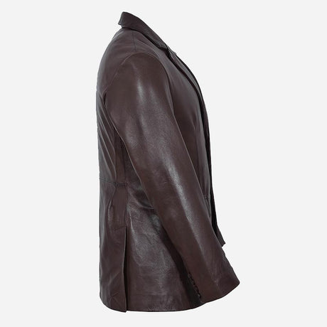 KEVRA Brown Leather Coat Blazer