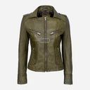 OXVA Centre Zip Leather Biker Jacket