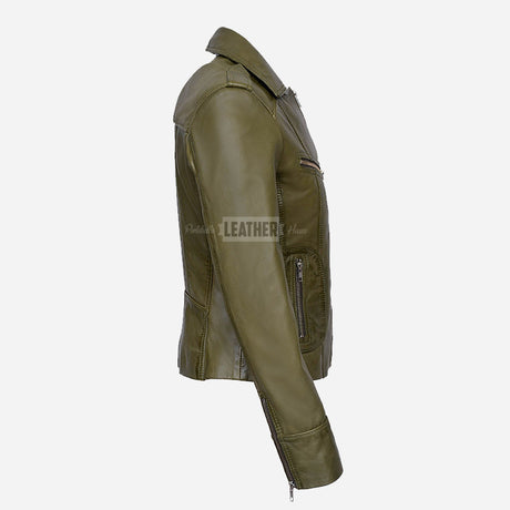 OXVA Centre Zip Leather Biker Jacket