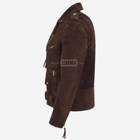 DAVIES Men’s Brown Suede Biker Jacket