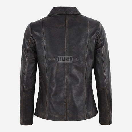DALRAY Women's Collared Leather Jacket