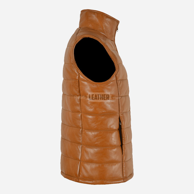 ZAYNAH Quilted Leather Puffer Gilet