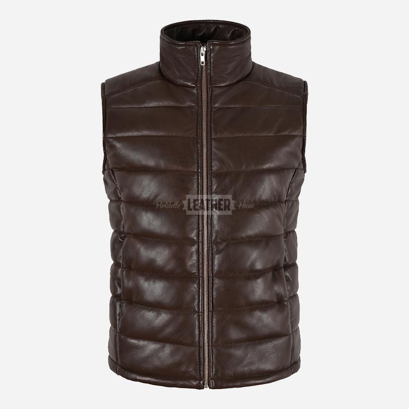 ZAYNAH Quilted Leather Puffer Gilet