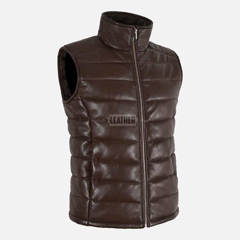 ZAYNAH Quilted Leather Puffer Gilet