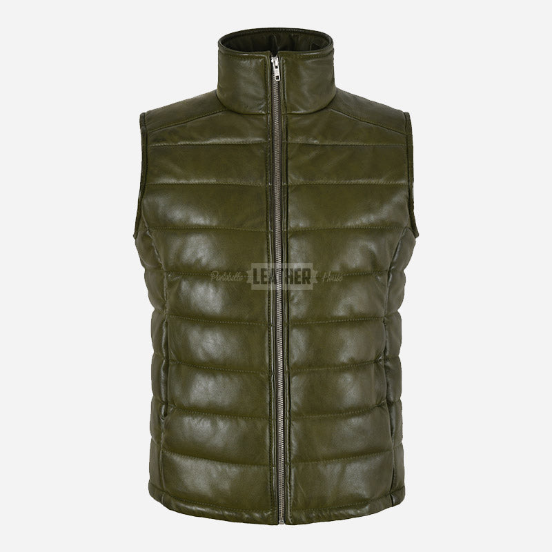 ZAYNAH Quilted Leather Puffer Gilet