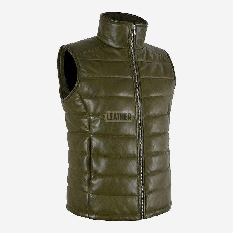 ZAYNAH Quilted Leather Puffer Gilet