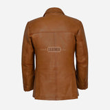 AUREX Men's Tan Leather Blazer Jacket