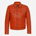 JAXLEY Leather Trucker Denim Jacket for Men