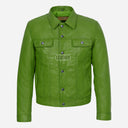 JAXLEY Men's Leather Trucker Denim Jacket