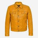 JAXLEY Leather Trucker Denim Jacket for Men