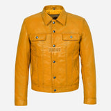 JAXLEY Leather Trucker Denim Jacket for Men