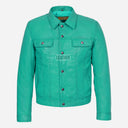 JAXLEY Leather Trucker Denim Jacket for Men