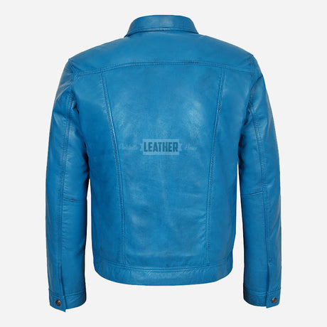 JAXLEY Men's Leather Trucker Denim Jacket