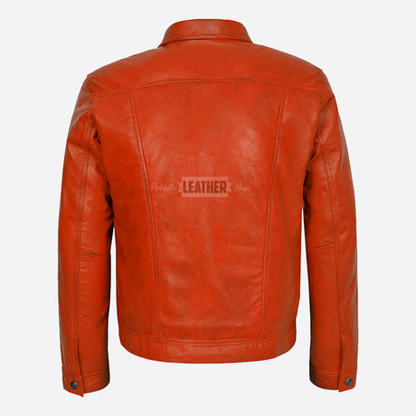 JAXLEY Leather Trucker Denim Jacket for Men