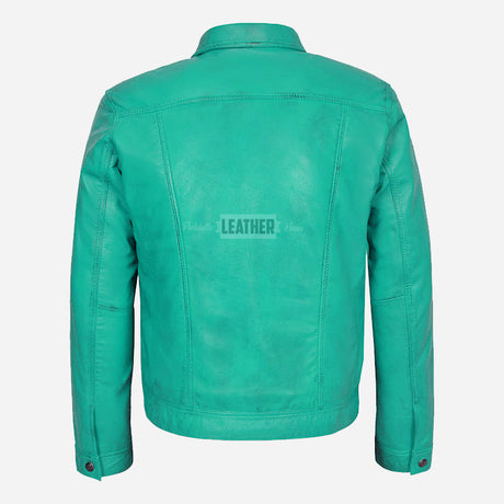 JAXLEY Leather Trucker Denim Jacket for Men