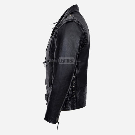 EAGLE EMBOSSED Leather Biker Jacket