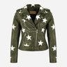 STELVIA Women's Star Appliqué Leather Biker Jacket